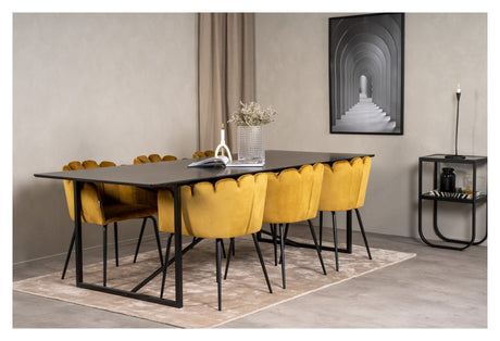 Limhamn Dining chair with armrests, Yellow velvet