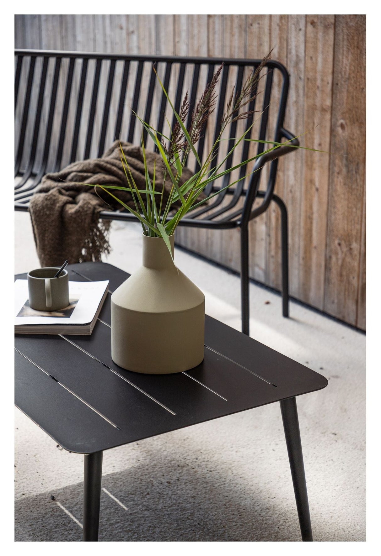 Lina Coffee table for Garden, Black alu, 60x100