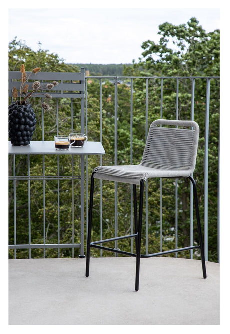 Lindos Bar stool, Black/Light gray steel