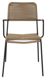 Lindos, Garden chair with armrests, Black alu/Latte rope