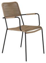 Lindos, Garden chair with armrests, Black alu/Latte rope