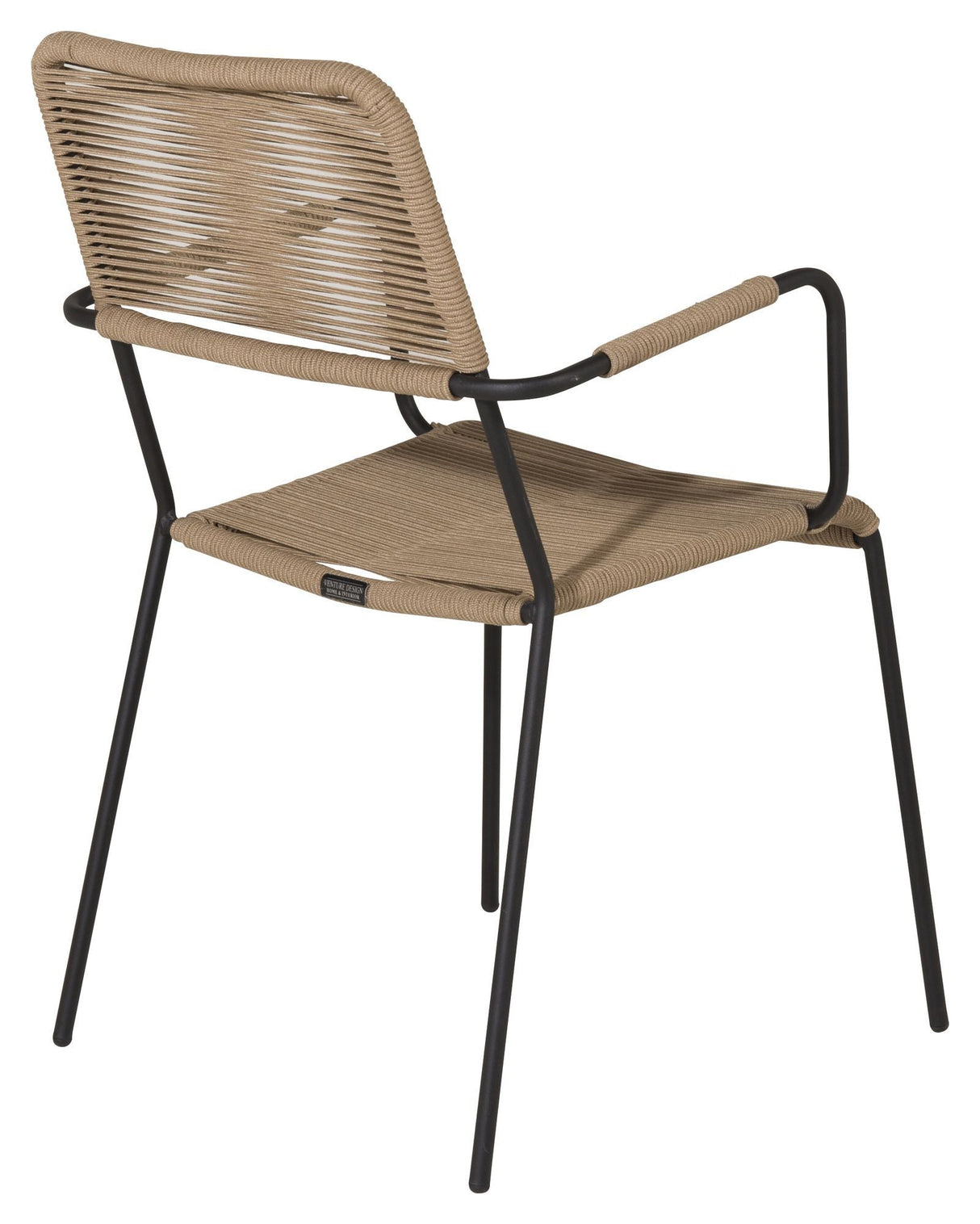 Lindos, Garden chair with armrests, Black alu/Latte rope