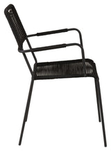 Lindos, Garden chair with armrests, Black alu/Black rope