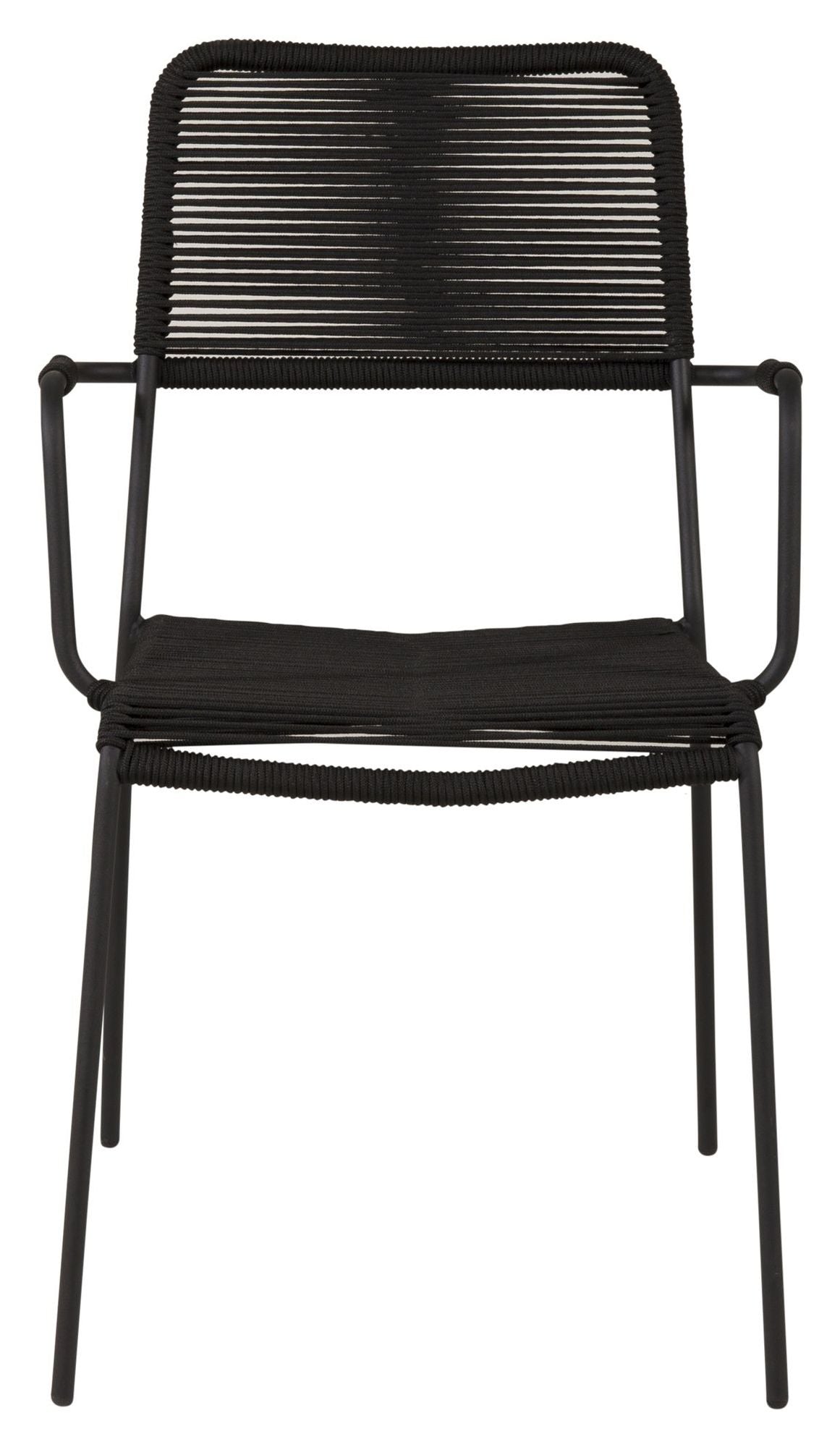 Lindos, Garden chair with armrests, Black alu/Black rope