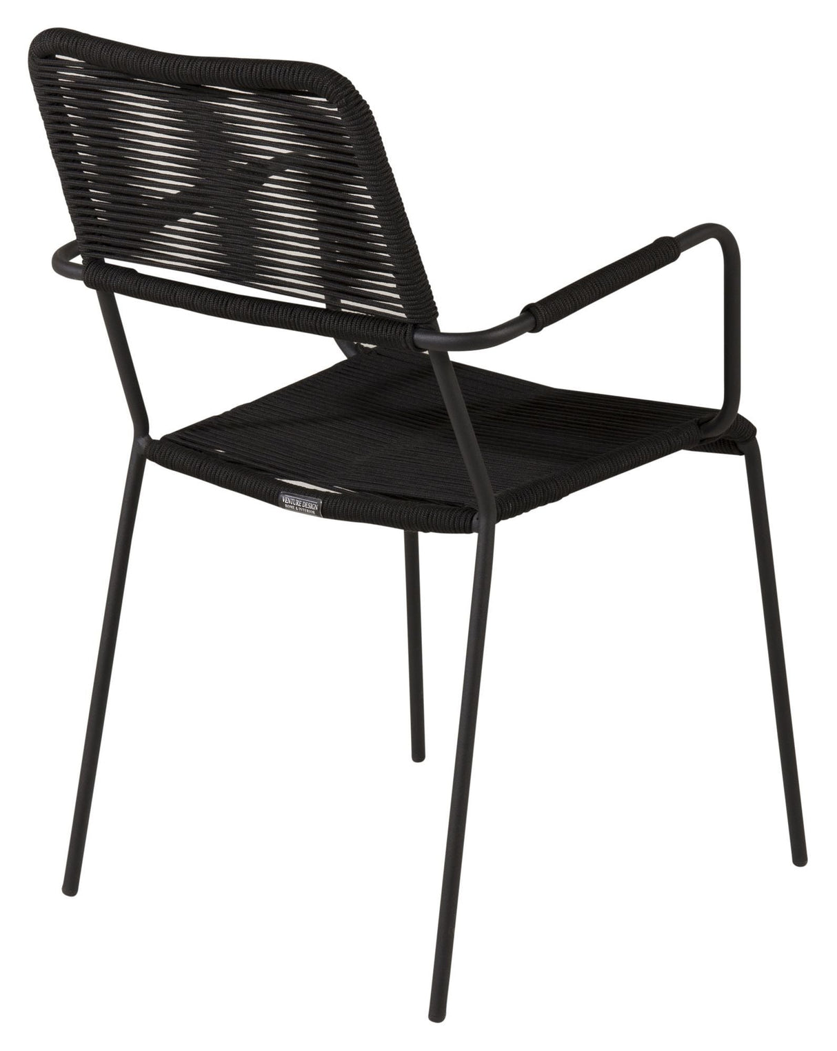 Lindos, Garden chair with armrests, Black alu/Black rope