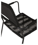 Lindos, Garden chair with armrests, Black alu/Black rope