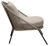 Lindos Lounge Chair, Black Alu/Latte Rope/Beige Cushion