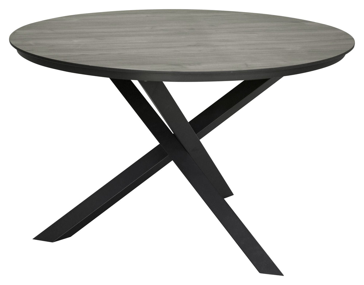 Llama Garden Table Ø140, Black alu/Brown HPL