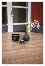 Llama Garden Table Ø140, Black alu/Brown HPL