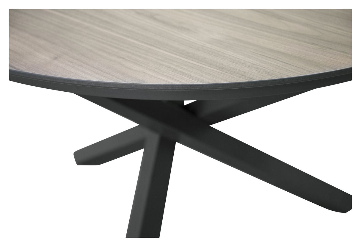 Llama Garden Table Ø140, Black alu/Brown HPL