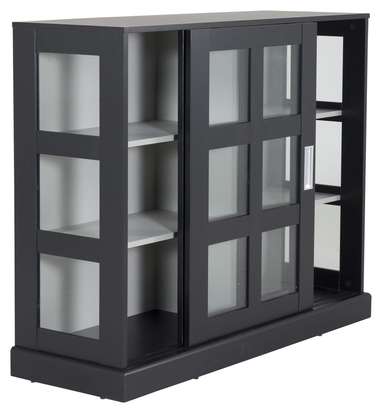 Lock Bookcase with sliding doors, black