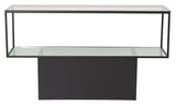 Maglehem Side table with glass shelf - Black Metal legs, 130x35