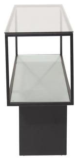 Maglehem Side table with glass shelf - Black Metal legs, 130x35