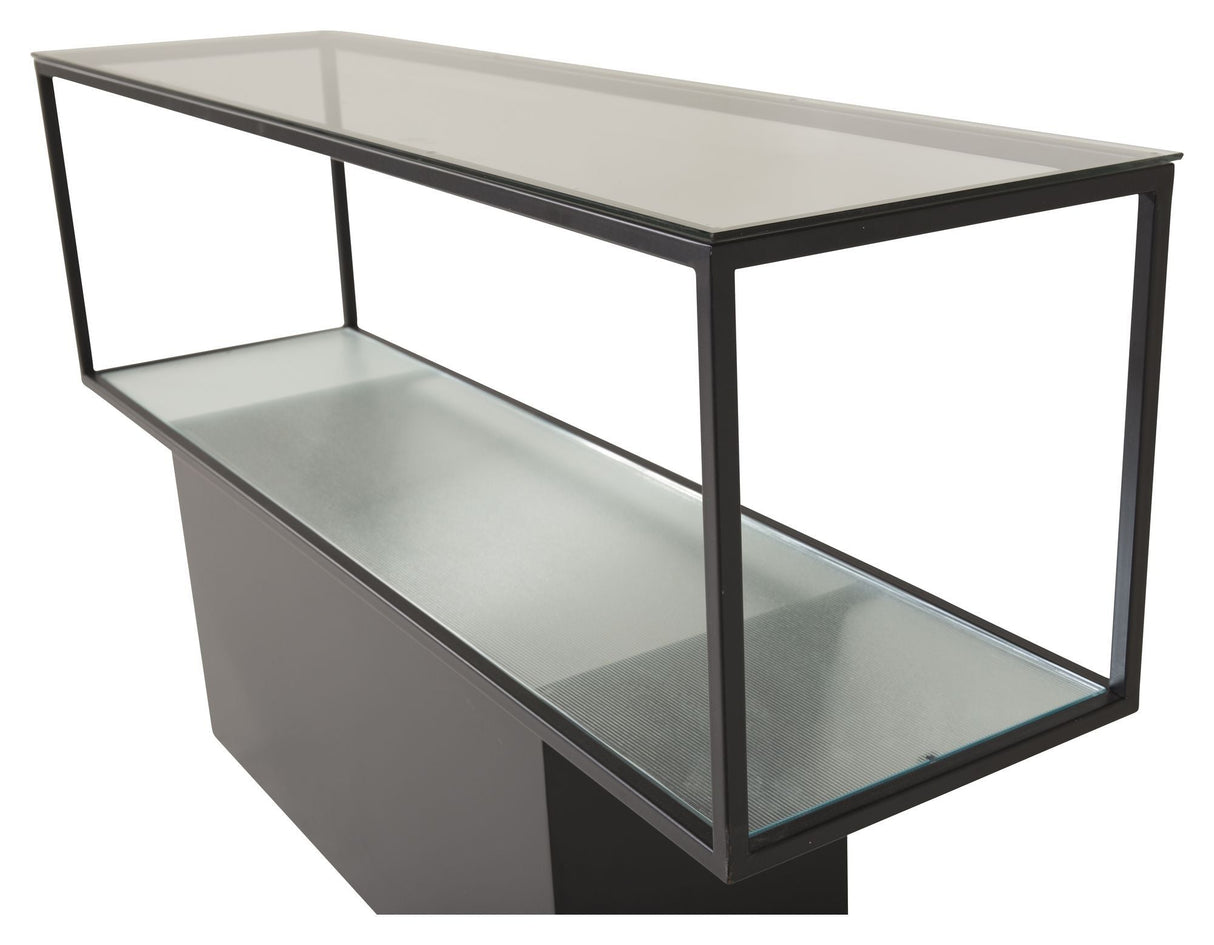 Maglehem Side table with glass shelf - Black Metal legs, 130x35