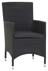 Malin Garden Chair, Black Woven/Gray Cushion