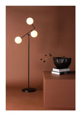 Marsan Floor Lamp, Iron, Black/White Glass