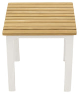 Mexico, Side Table 40*40, White Aluminum/teak