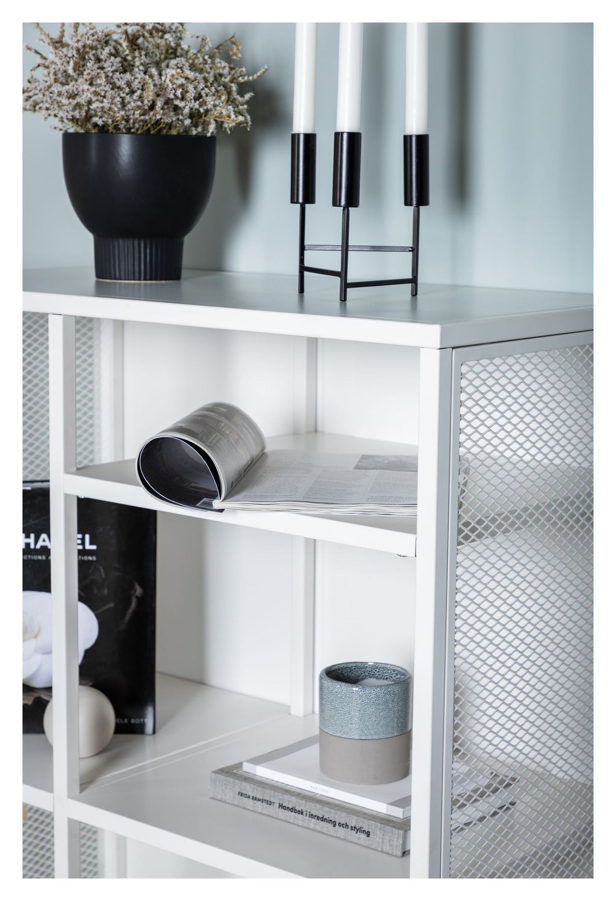 Misha Metal Shelf, White Steel Mesh