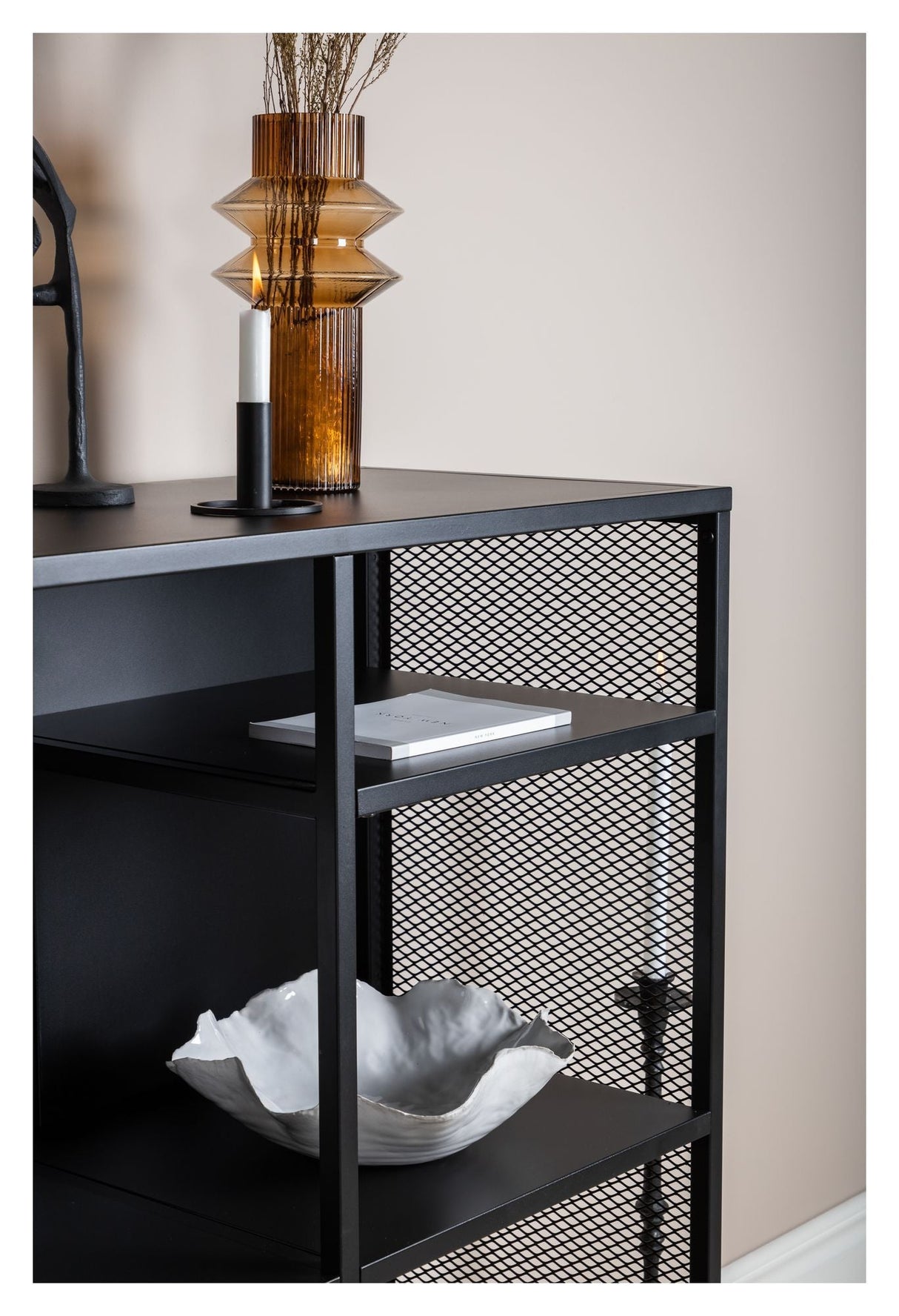 Misha Metal Shelf, Black Steel Mesh