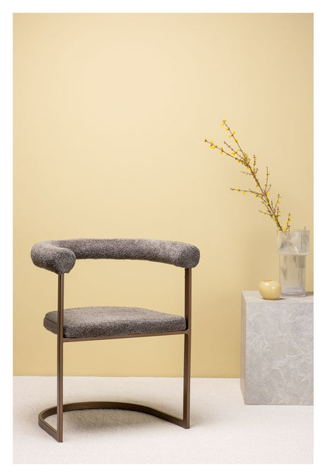 Morning Dining Chair, Brown, Gray Bouclé