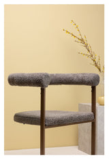 Morning Dining Chair, Brown, Gray Bouclé