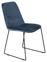 Muce Dining chair, Blue velvet, Black metal legs