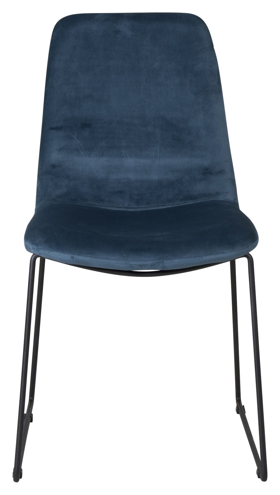 Muce Dining chair, Blue velvet, Black metal legs