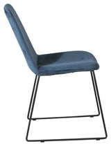 Muce Dining chair, Blue velvet, Black metal legs