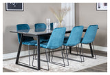 Muce Dining chair, Blue velvet, Black metal legs