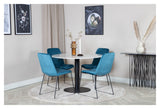 Muce Dining chair, Blue velvet, Black metal legs