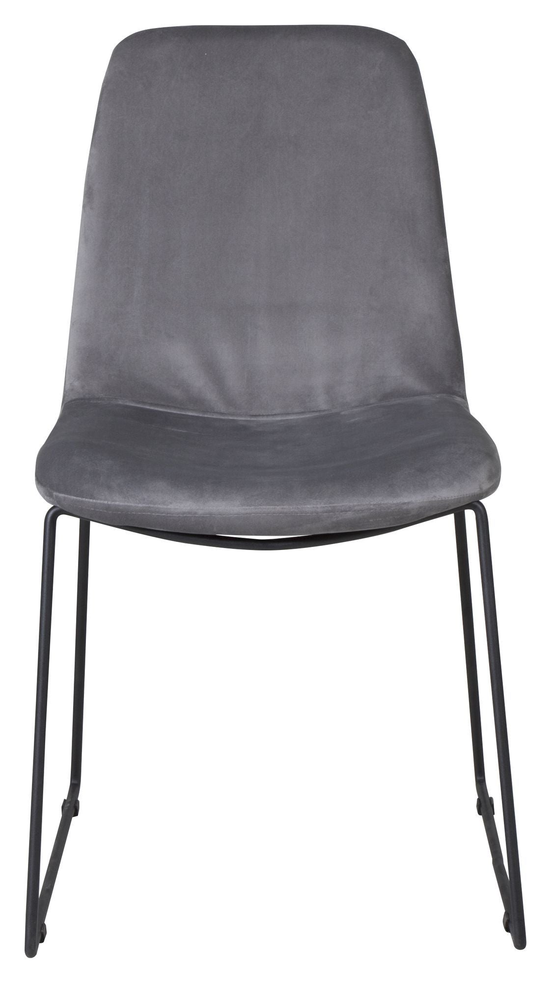 Muce Dining chair, Gray velvet, Black metal legs