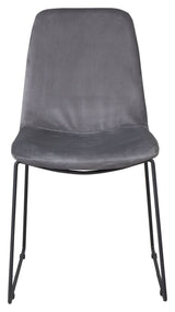 Muce Dining chair, Gray velvet, Black metal legs