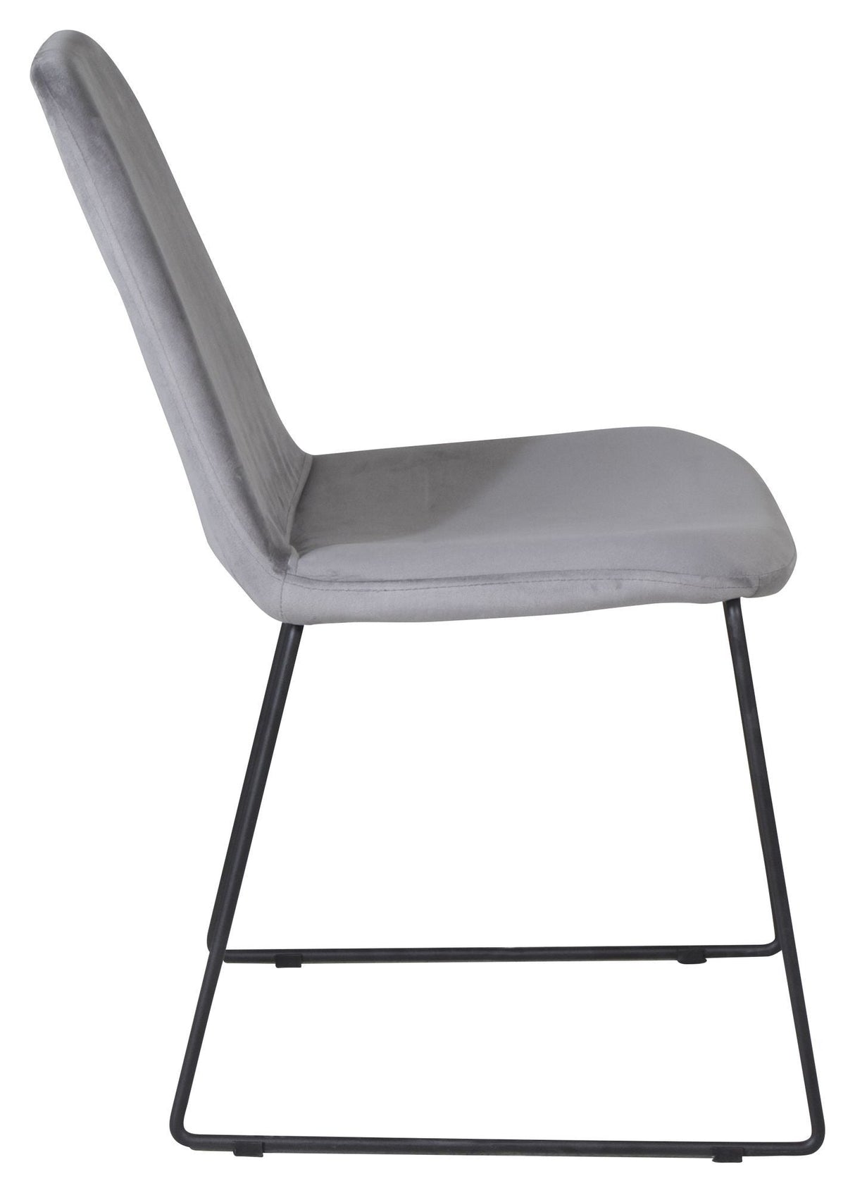 Muce Dining chair, Gray velvet, Black metal legs