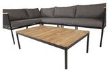 Nettan Corner sofa with table, Black w gray cushions