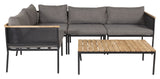 Nettan Corner sofa with table, Black w gray cushions