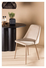 Night Dining Chair, Dark Walnut Look, Mocca, Brown Fabric