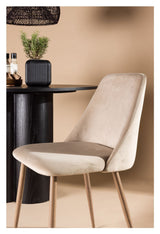 Night Dining Chair, Dark Walnut Look, Mocca, Brown Fabric