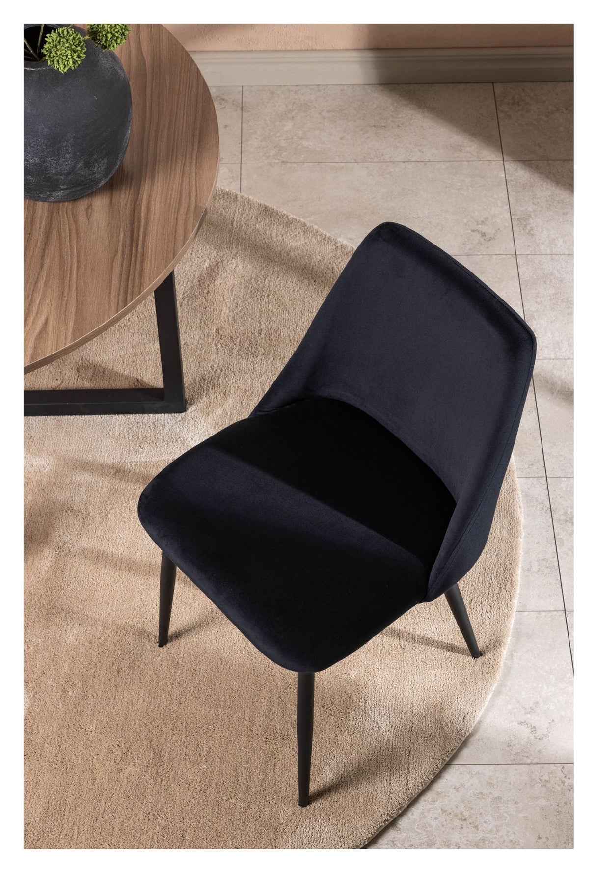 Night Dining Chair, Black, Black velvet