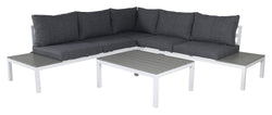 Odense Lounge Set, White Alu w. gray cushions