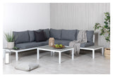 Odense Lounge Set, White Alu w. gray cushions