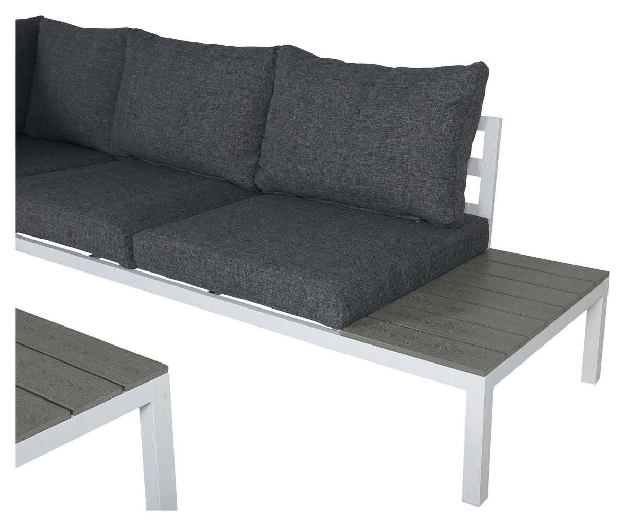 Odense Lounge Set, White Alu w. gray cushions