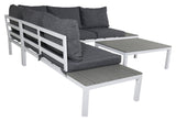 Odense Lounge Set, White Alu w. gray cushions