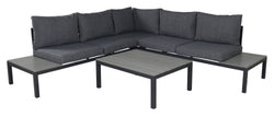 Odense Lounge Set, Black Alu w. gray cushions