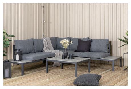 Odense Lounge Set, Black Alu w. gray cushions