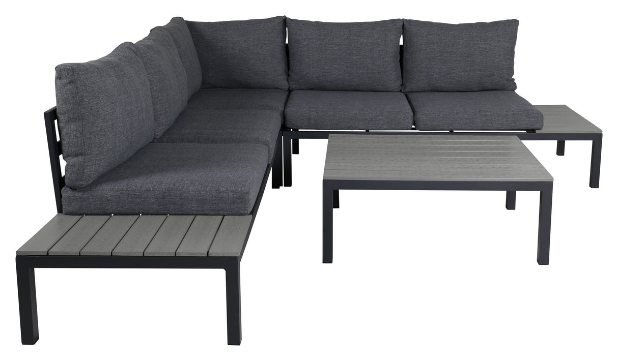 Odense Lounge Set, Black Alu w. gray cushions