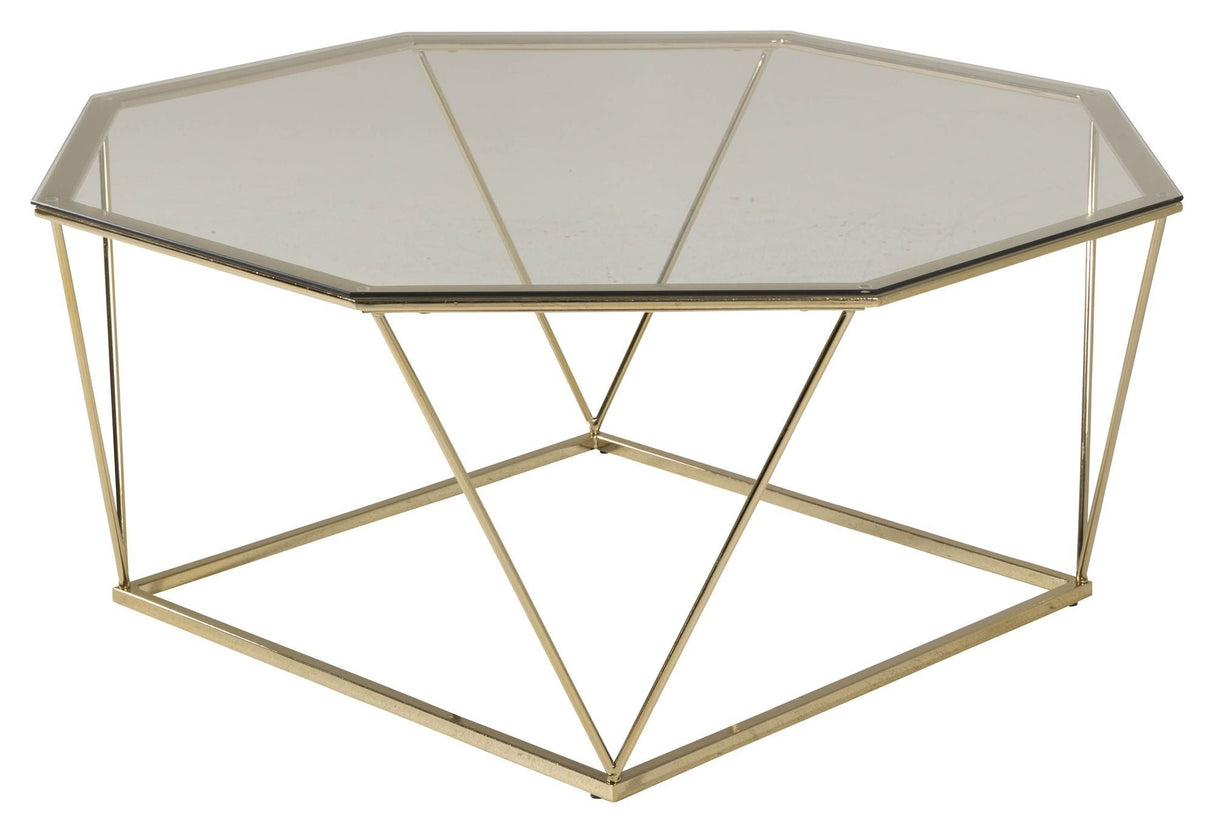 Österlen Coffee table - Glastop/Metal w. brass, Ø100