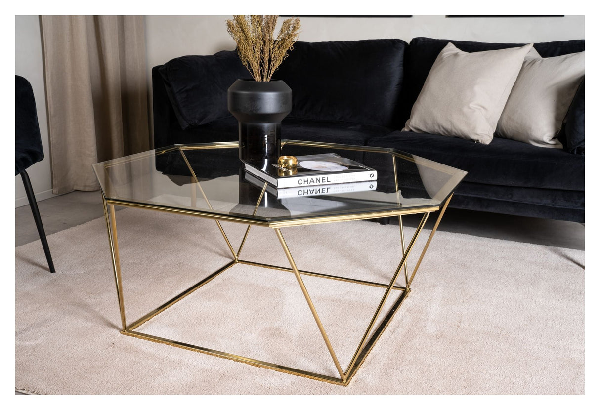 Österlen Coffee table - Glastop/Metal w. brass, Ø100