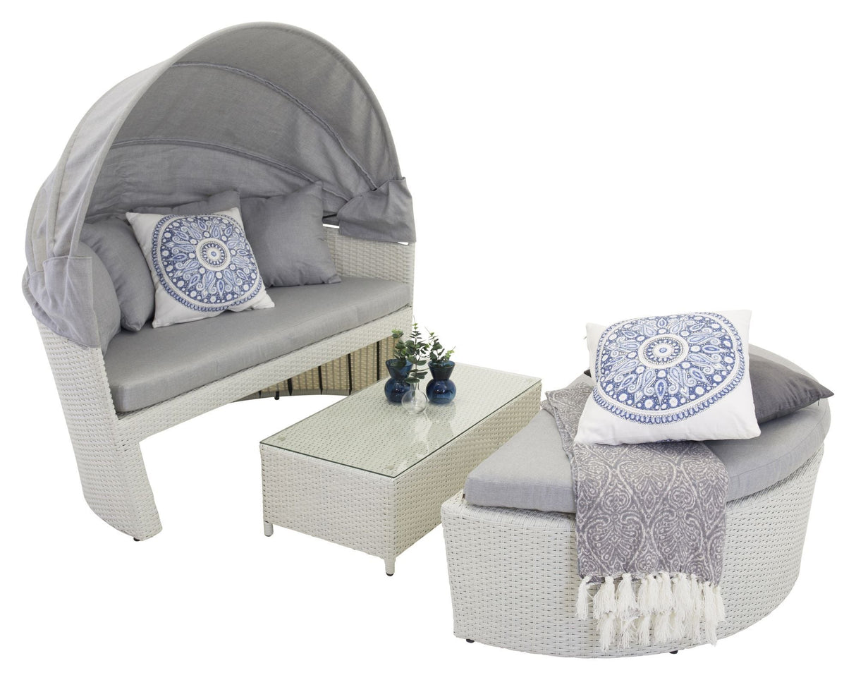 Padua, Love bed, White Woven/Gray Cushion