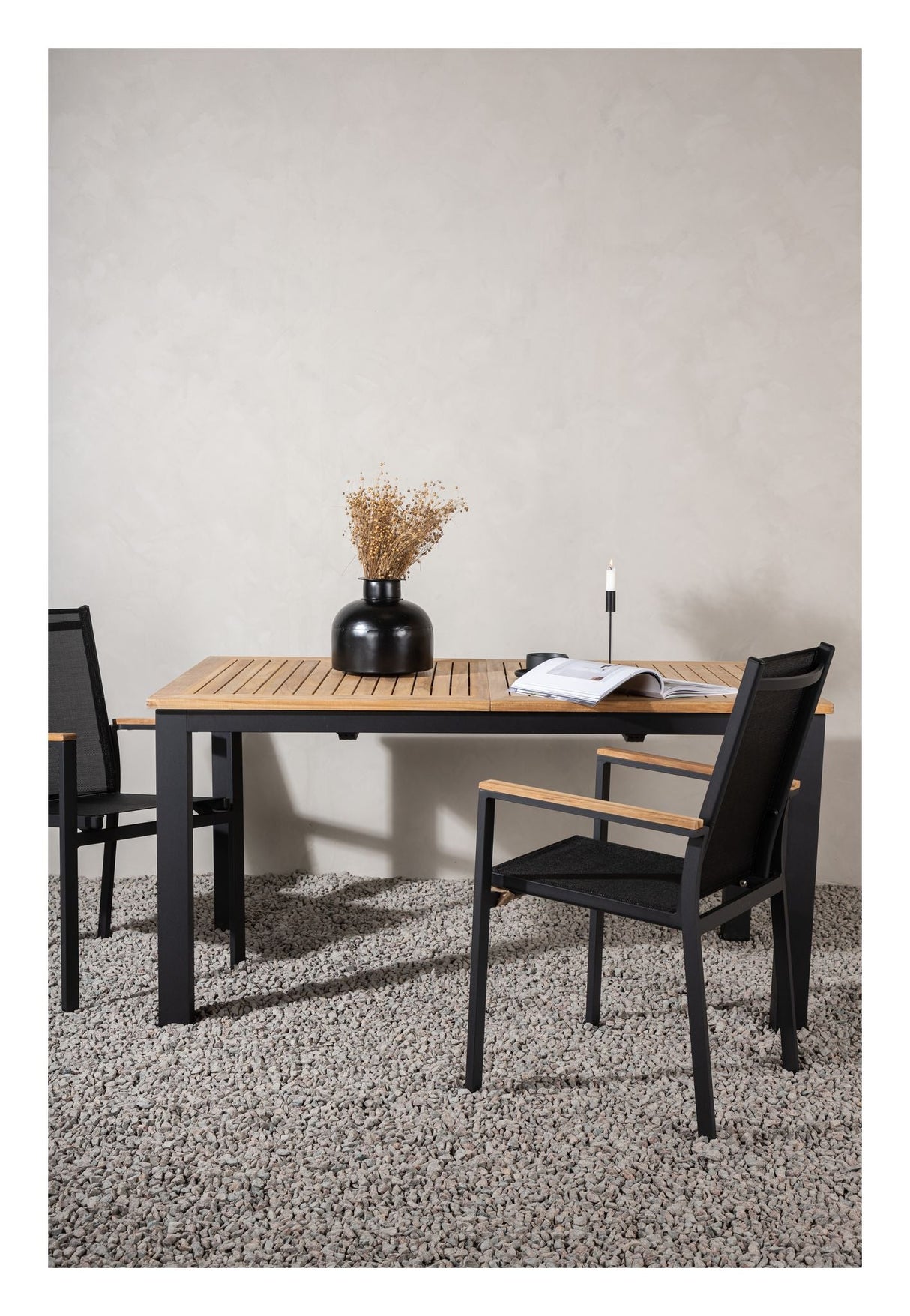 Panama, Garden Table 152/210, Black Alu/teak