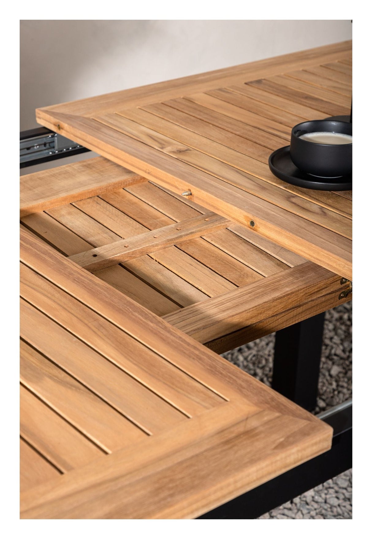 Panama, Garden Table 152/210, Black Alu/teak